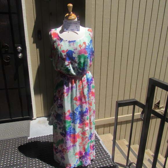 #284. WOMEN'S CHIFFON FLORAL SUMMER DRESS BY JBS  (SIZE 16) - Picture 1 of 4